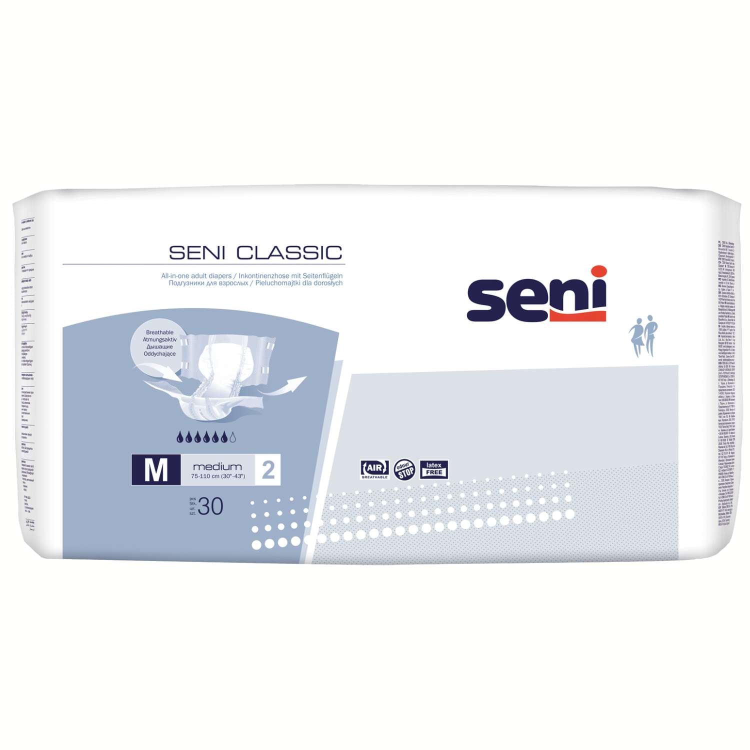Seni Classic - Windeln für leichte & mittlere Inkontinenz - bis 2500 ml, Gr. M & L